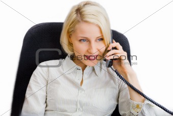 Young businesswoman talk on the phone in the office
