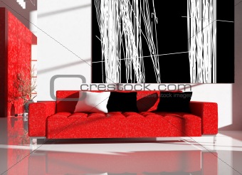 red furniture in an interior