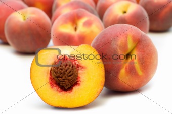 slice peach on white background