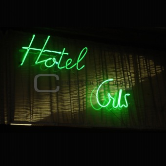 neon hotel sign