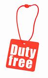 Duty free tag on white