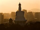 Beihai Stupa Pagoda Sunset Beijing China