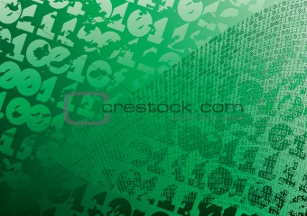 Abstract green background. Digits. Grunge.