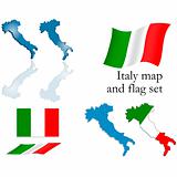 Italy map and flag set