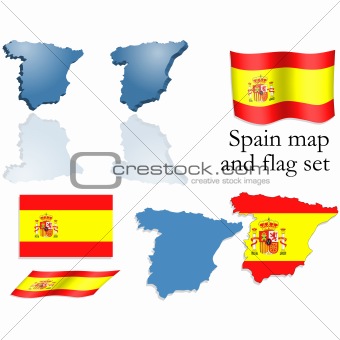 Spain map and flag set