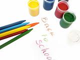 colorful crayons and water-colors