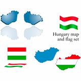 Hungary map and flag set