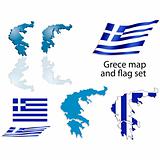 Greece map and flag set