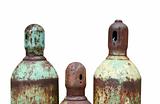 Isolated Rusty acetylene and oxygen tanks 