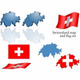 Switzerland map and flag set