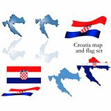 Croatia map and flag set