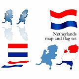 Netherlands map and flag set