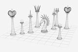 Chess - wireframe of 3D model