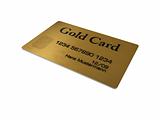 Gold credit card on white background