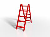 Red ladder on white background