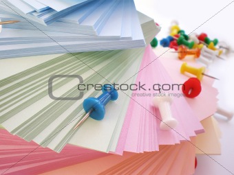 colorful sheets and push pins