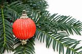 red christmas ball on white background