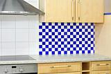 Blue kitchen counter