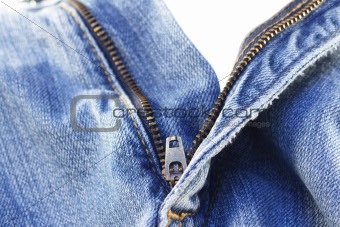 Jeans zipper on white