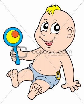 Baby with rattle vector illustration