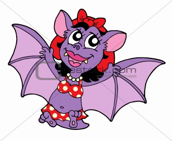 Bat woman in fly vector illustration
