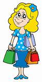 Blond shopping girl vector illustration
