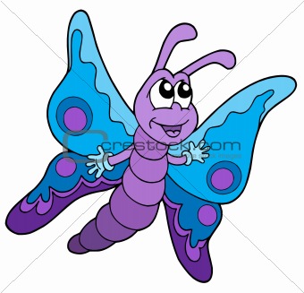Cute blue and purple butterfly vector illustration