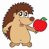 Hedgehog with apple vector illustration