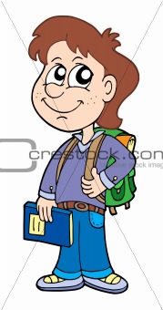 Pupil boy with school bag