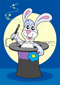 Rabbit in magical hat vector illustration