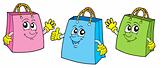 Smiling shopping bags vector illustration.