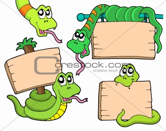 Snakes with wooden signs
