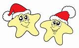 Stars in Christmas caps vector illustration