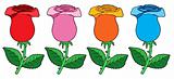 Various color roses collection vector illustration