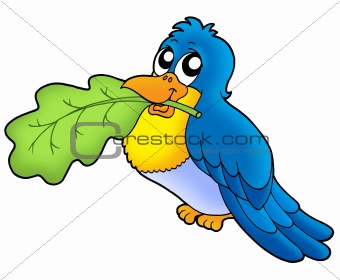 Bird with leaf