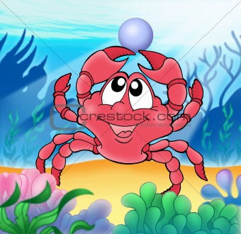 Cute crab with pearl