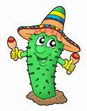 Mexican cactus with somrero