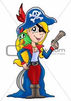 Pirate woman with parrot