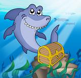 Shark with treasure chest