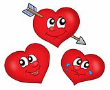 Three cartoon hearts