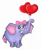Elephant girl with heart balloons