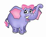 Elephant girl with pink ribbon