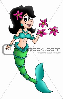 Mermaid with flowers.
