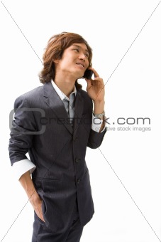 Asian business man and phone