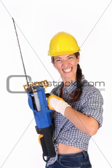 Mad woman with chainsaw