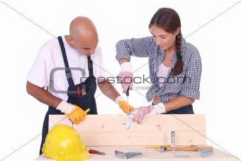 construction workers at work