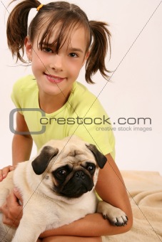 Girl with pug