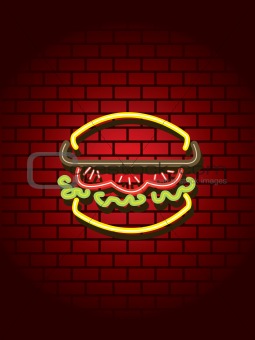 Neon burger sign