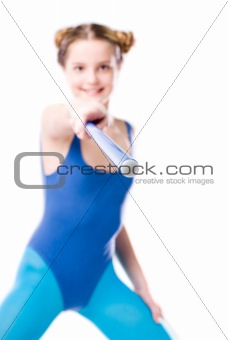 Girl and gymnastic stick