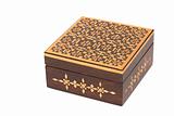 Wooden casket with ornamental pattern isolated